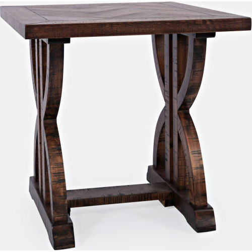 Fairview End Side Table in Distressed Oak Finish Wood